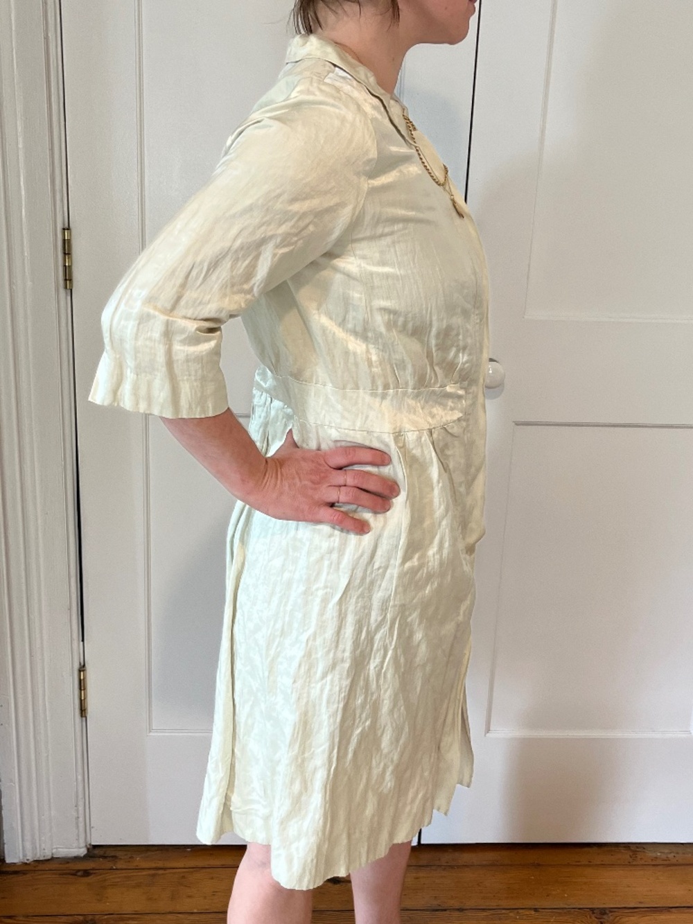 Eileen Fisher crushed silk tunic in ivory - Picture 3 of 4